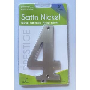 Hy-Ko Products Prestige House Number 4 Four Satin Nickel 5" BR-51SN